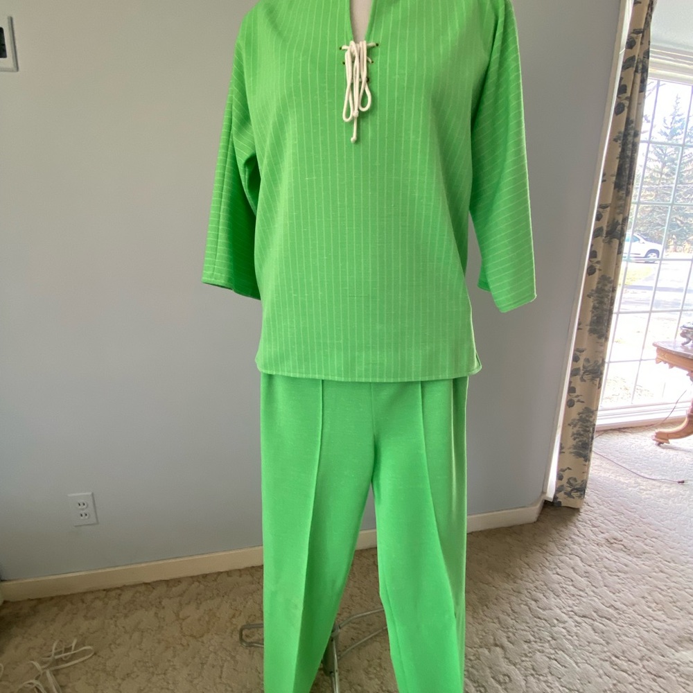 Green Stripped Pantsuit